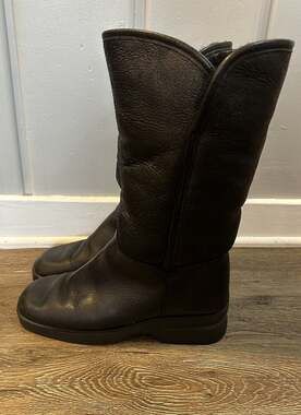 Santana Canada Boots Womens Size8.5M Black Leather Sheepskin Winter Warm Vintage